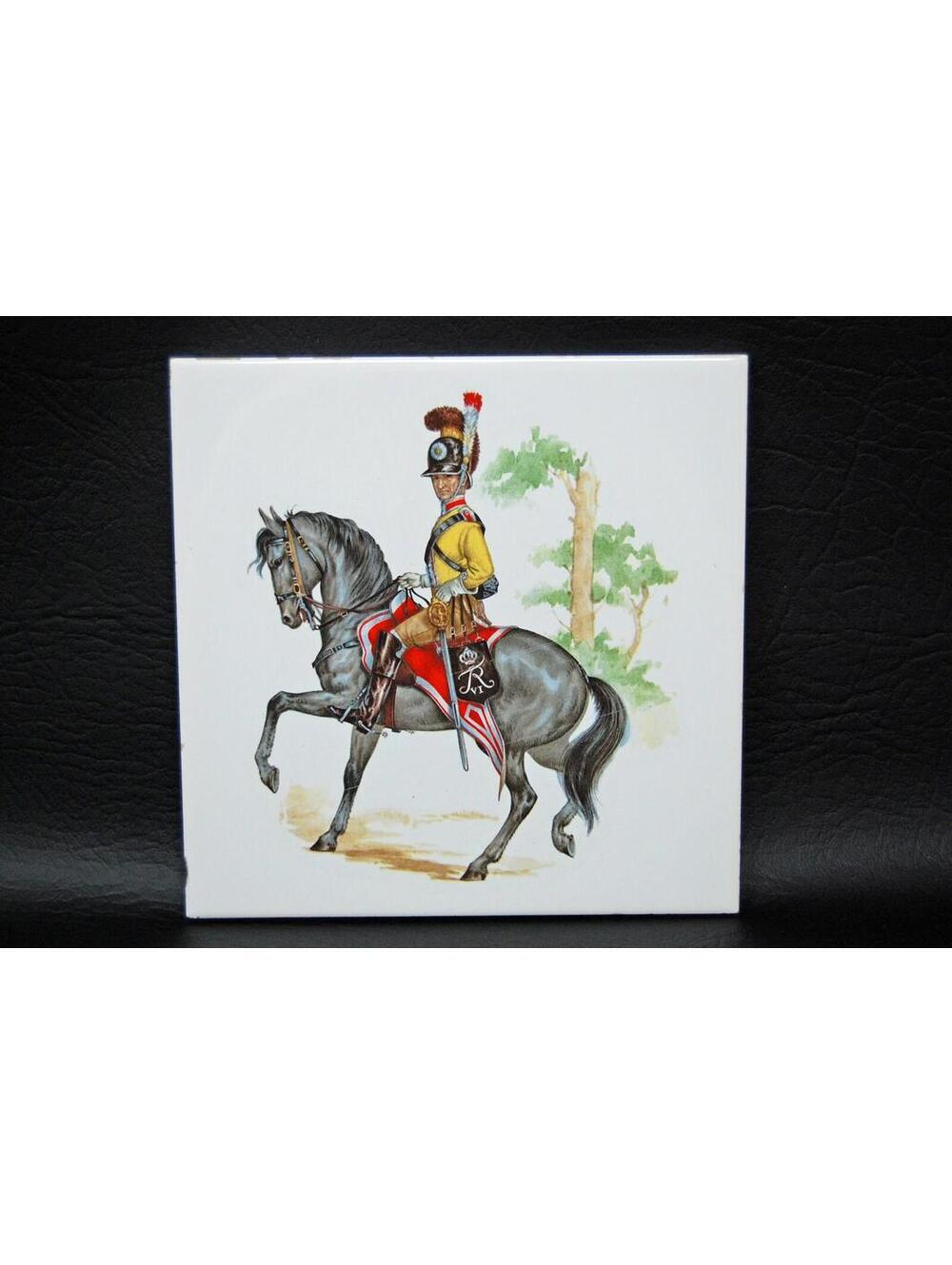 Villeroy and Boch Ceramic Tile Danish Soldier on Horseback Dragoon VTG AS-IS